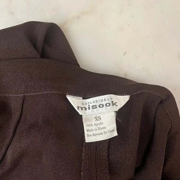 Exclusively Misook Pull on Knit Trousers Pants Brown Acrylic XS Women’s - Picture 3 of 5